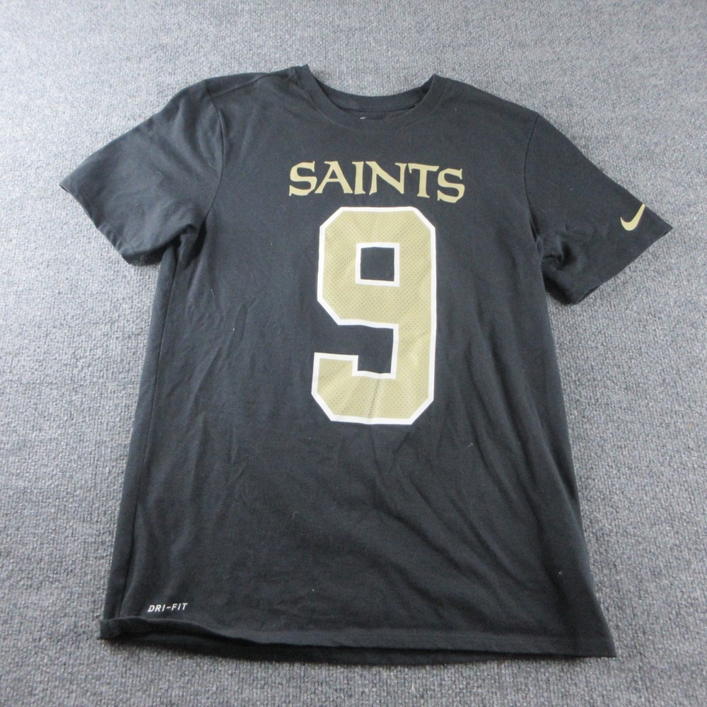 New Orleans Saints Shirt Mens M‎ Black Nike Dri Fit Drew Brees #9 Football NFL